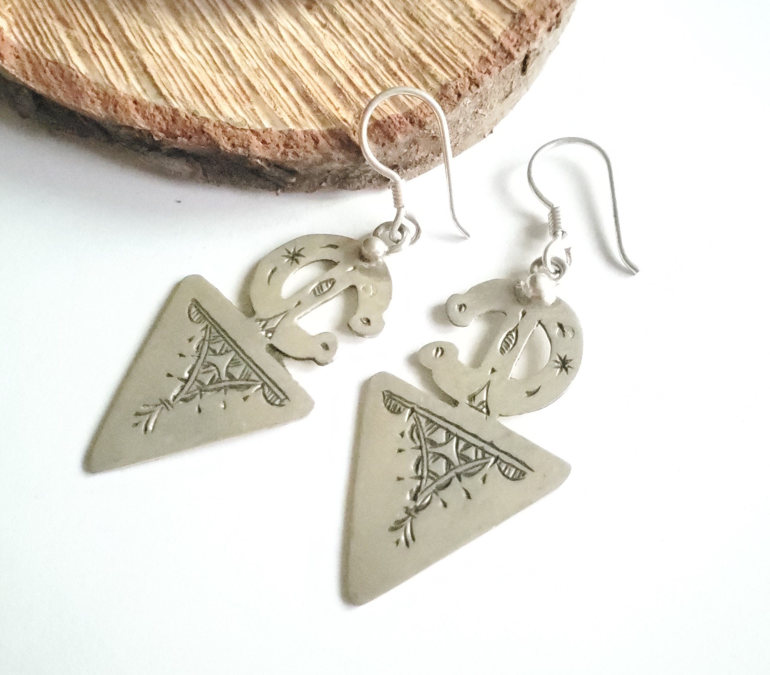 Silver Berber fibula earrings