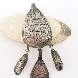 Rare antique Moroccan silver chased pendant, Berber Amulet,Berber Jewelry,African Jewelry,Charm Pendant,