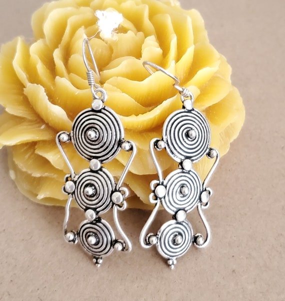 Moroccan Berber Sterling Silver Dangle Earrings si