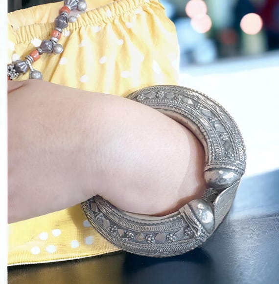 Antique Indian Vintage Handmade Bangle Women Jewelry, 925