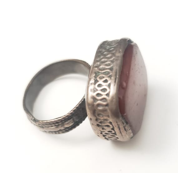 Antique Silver Ancient Carnelian Ring size 9 Yeme… - image 4