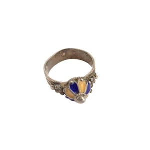 Moroccan Talismanic Berber Silver Enamel Ring size 8.5, tribal jewelry, Silver, Ethnic Jewelry, Tribal Jewelry