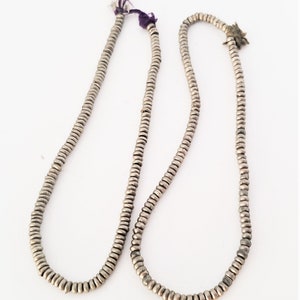 Antique Ethiopian 2 strand of silver Heishi Anklet 1930s ,collectible silver,Ethnic silver Beads ,Jewelry Supplies Beads