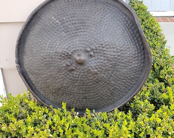 Authentic 18th Century Ethiopian Leather Shield: African Art Decor