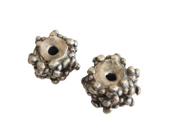 Contas espaçadoras de prata vintage do Iêmen, materiais para joalheria em metal com técnica de cera perdida.
