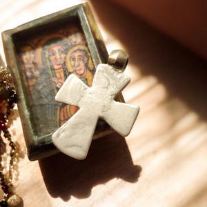 Antique Silver Ethiopian Orthodox Coptic Cross pendant,Maria Theresa ,silver coin, Cross Pendant,Ethnic Tribal,Handmade Jewelry