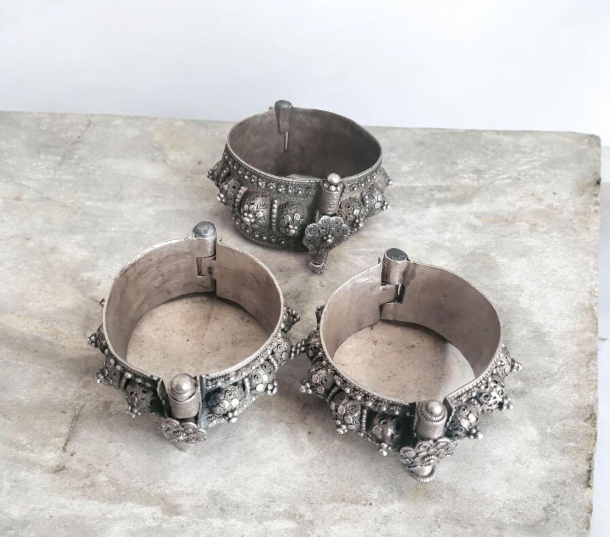Vintage Old Silver Bedouin Bangle Bracelet From Yemen