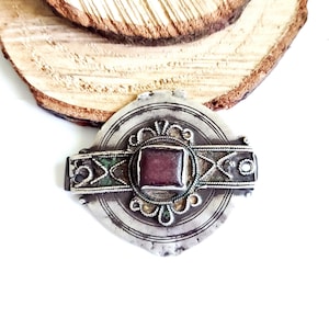 Antique Moroccan Silver & Enamel Berber Pendant Ethnic Tribal,Hand Crafted Silver,Pendants Necklace,Ethnic Jewelry,Tribal Jewelry