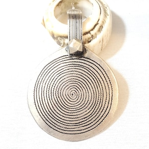 Moroccan Berber Old spiral pendant sterling silver 925, Berber Amulet ,Berber Jewelry ,Islam Jewelry, tribal jewelry