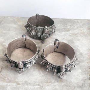 Vintage Old Silver Bedouin Bangle Bracelet From Yemen