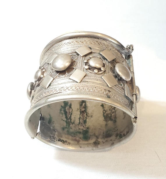 Antique Ethiopian Silver Cuff BRACELET ,Ethnic Tri