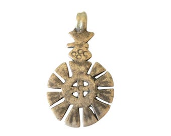 Antique Ethiopian Silver Christian Pendant: Handmade Coptic Cross