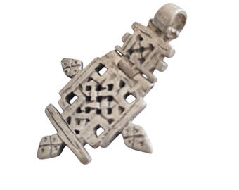 Ethiopian Christian Silver Cross Pendant: Coptic Religious Jewelry