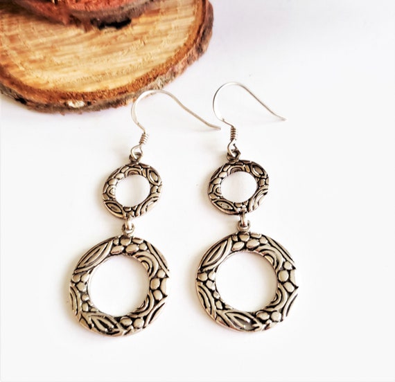 Moroccan Berber Sterling Silver Dangle Earrings: … - image 1