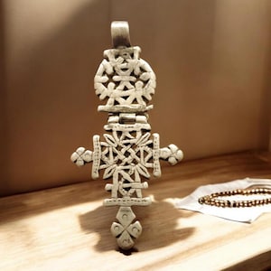Antique Silver Ethiopian Orthodox Coptic Cross pendant,Maria Theresa ,silver coin, Cross Pendant,Ethnic Tribal,Handmade Jewelry