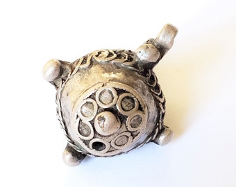 Antique Berber Silver Bead: Handcrafted Moroccan Tribal Jewelry
