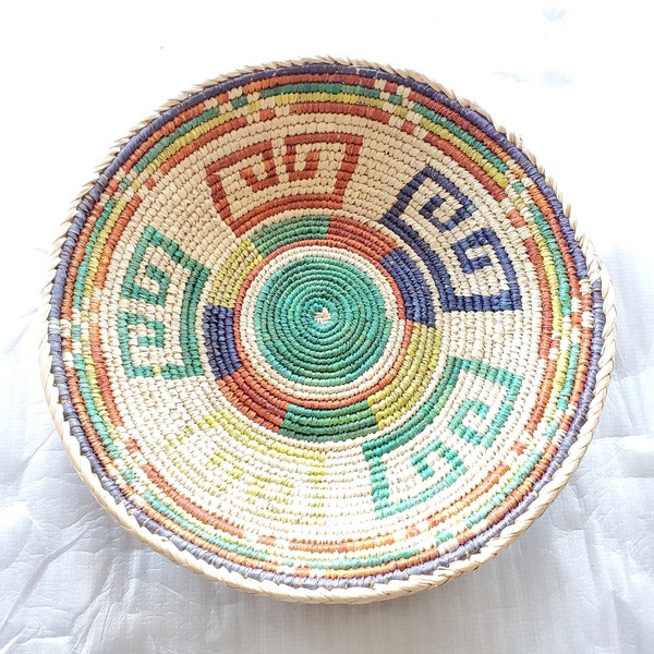 African Ethiopian handwoven Round bread or fruit basket,African Art, Décor Baskets,Wicker  Basket, Straw Basket ,Wall Boho Decor