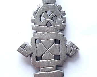 Ethiopian Christian Silver Cross Pendant: Coptic Religious Jewelry