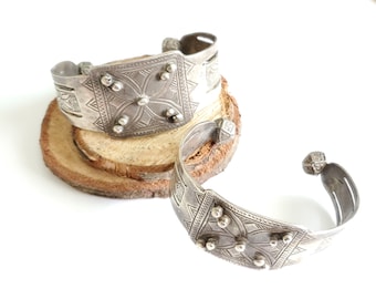 Antique Tuareg Silver Cuff Bracelet: Moroccan Tribal Jewelry