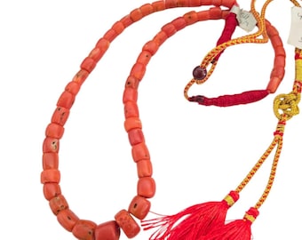 Collana antica di perline di corallo rosso dello Yemen: rosari islamici