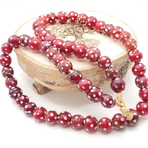 Venetian Red And White Dot Skunks, African Trade, Beads late 19th, centuries