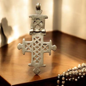 Antique Silver Ethiopian Orthodox Coptic Cross pendant,Maria Theresa ,silver coin, Cross Pendant,Ethnic Tribal,Handmade Jewelry