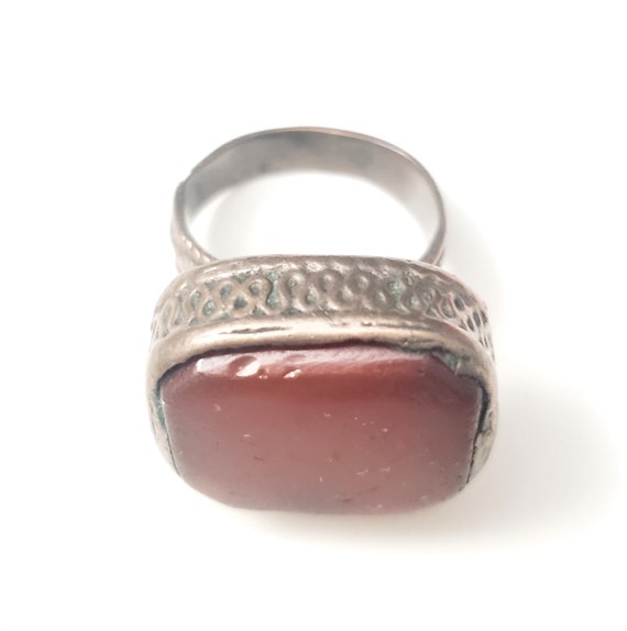 Antique Silver Ancient Carnelian Ring size 9 Yeme… - image 1