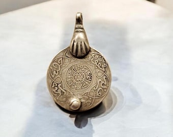 Vintage Moroccan Silver Coin Pendant: Berber Tribal Jewelry, 1953