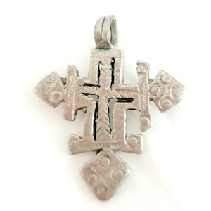 Antique Silver Ethiopian Orthodox Coptic Cross pendant,Maria Theresa ,silver coin, Cross Pendant,Ethnic Tribal,Handmade Jewelry