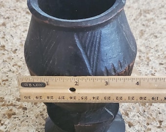 エチオピア彫刻20世紀初頭の精巧に彫刻された木製カップ、アフリカの