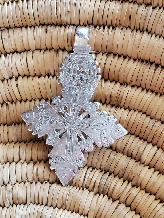 Ethiopian Christian silver cross pendant, Coptic Cross, religious cross ,Ethiopian cross, Ethiopian bronze