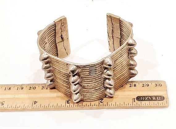 Antique Ethiopian Silver, Cuff BRACELET, chunky b… - image 7