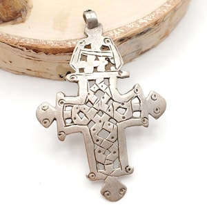 Antique Silver Ethiopian Orthodox Coptic Cross pendant,Maria Theresa ,silver coin, Cross Pendant,Ethnic Tribal,Handmade Jewelry
