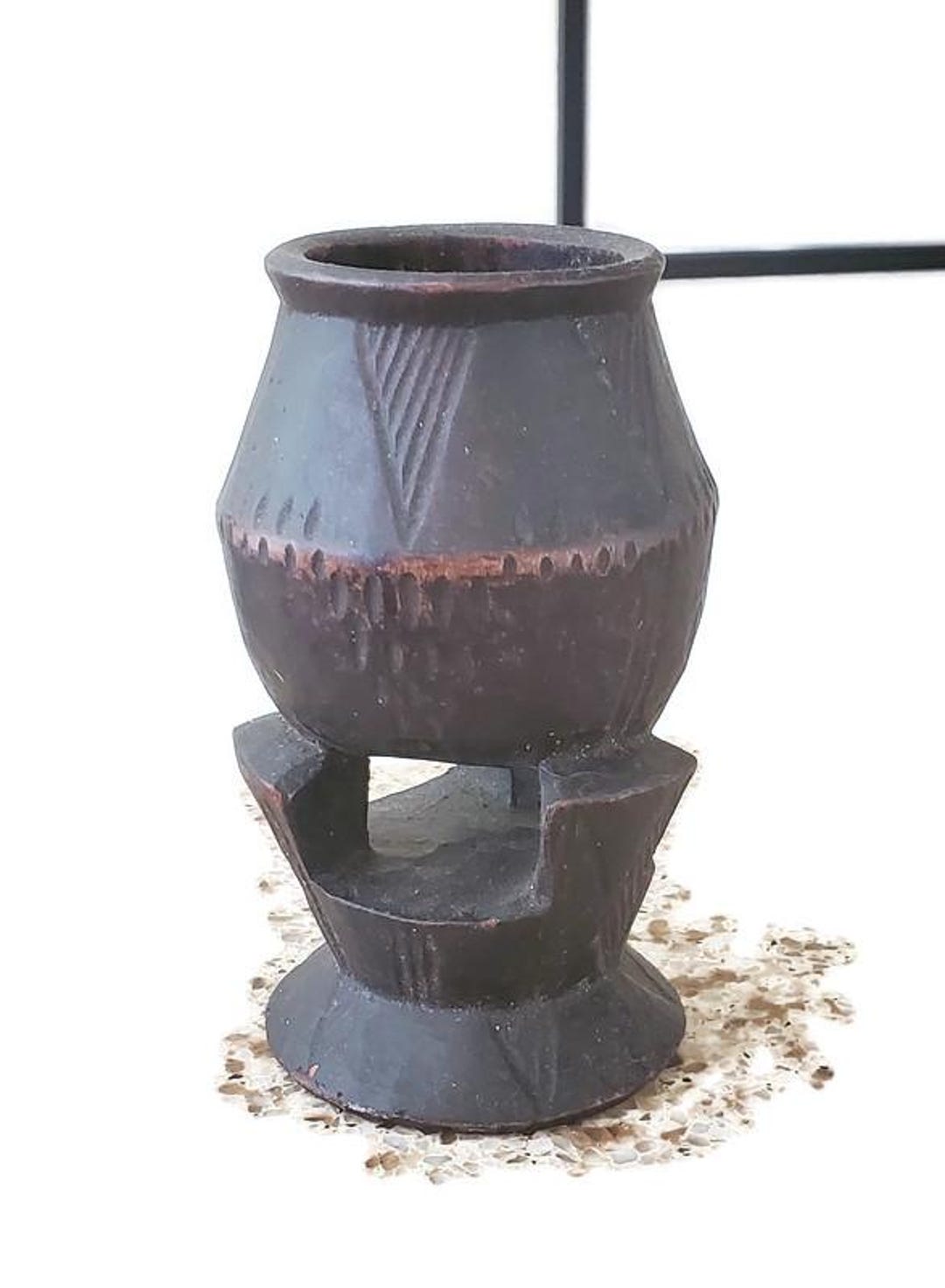 エチオピア彫刻20世紀初頭の精巧に彫刻された木製カップ、アフリカの