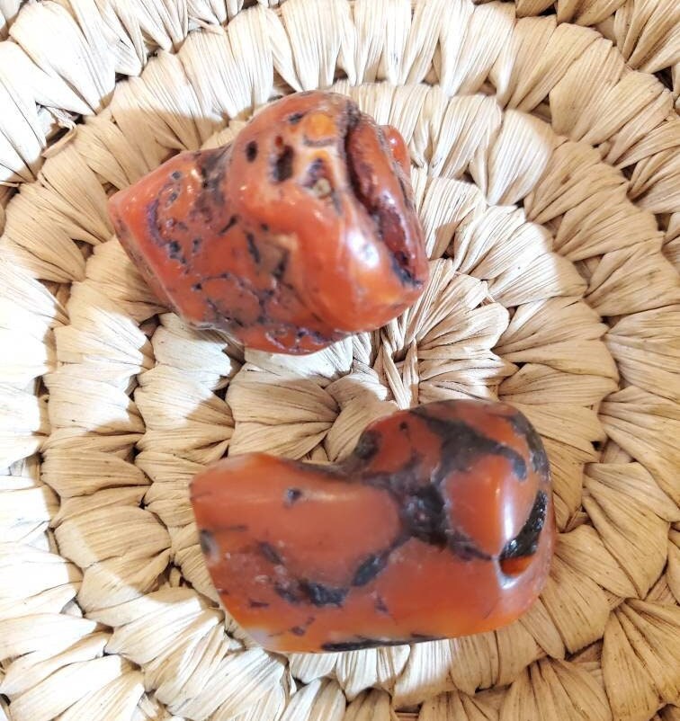 Antiguo Bereber Rama Natural Red Coral Bead Marruecos 13gr, Coral Vintage, Cuentas Étnicas, Coral Mediterráneo, Coral Genuino, Joyería de Coral