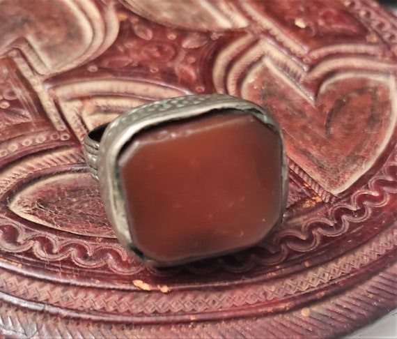 Antique Silver Ancient Carnelian Ring size 9 Yeme… - image 7