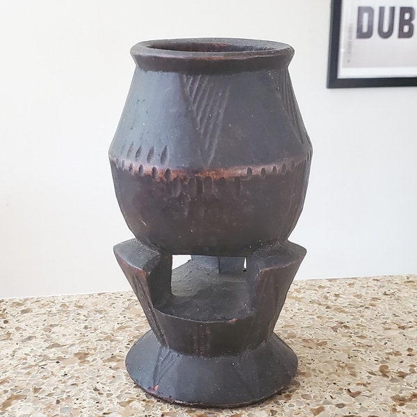 Ethiopian Sculptural Early 20th Century Finely Carved Wood Cup ,African Art Décor,Hand-Carved Wood,Ethiopian Furniture,carved cup