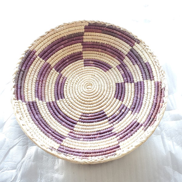 African Ethiopian handwoven Round bread or fruit basket,African Art, Décor Baskets,Wicker  Basket, Straw Basket ,Wall Boho Decor