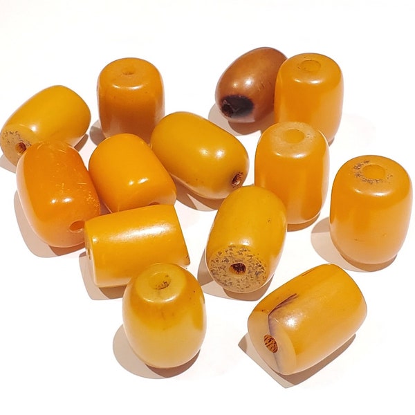 Antique African Ethiopian 1 Simulated AMBER beads Phenolic resin