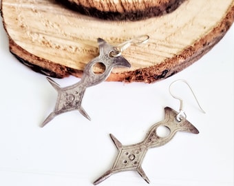 Vintage Moroccan Silver Tuareg Earrings: Tribal Jewelry
