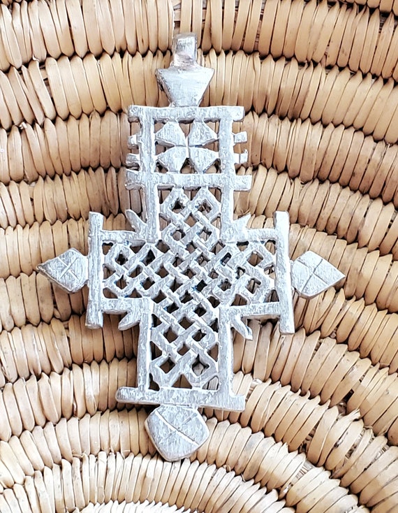 Ethiopian Christian silver cross pendant, Coptic Cross, religious cross ,Ethiopian cross, Ethiopian bronze