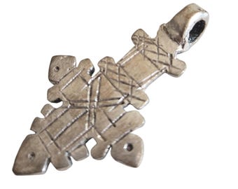 Ethiopian Christian Silver Cross Pendant: Coptic Religious Jewelry