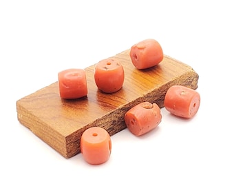 Antiguo Yemen 6 natural Auténtico coral rojo pequeñas cuentas, coral viejo, cuentas islámicas, coral vintage, coral antiguo de Yemen, coral rojo