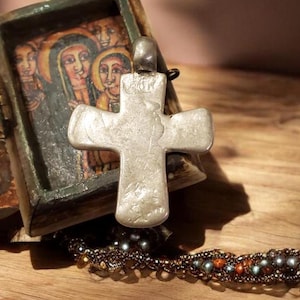 Antique Silver Ethiopian Orthodox Coptic Cross pendant,Maria Theresa ,silver coin, Cross Pendant,Ethnic Tribal,Handmade Jewelry