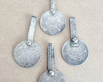 Vintage Berber 1953 Moroccan Silver Coin Pendant: Tribal Jewelry