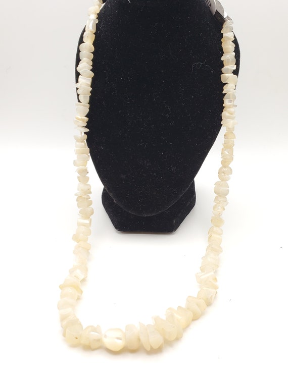 Grand Collier Ancien En Perles De Nacre, Pierres Et Argent Massif 925 - Occasion Bon état