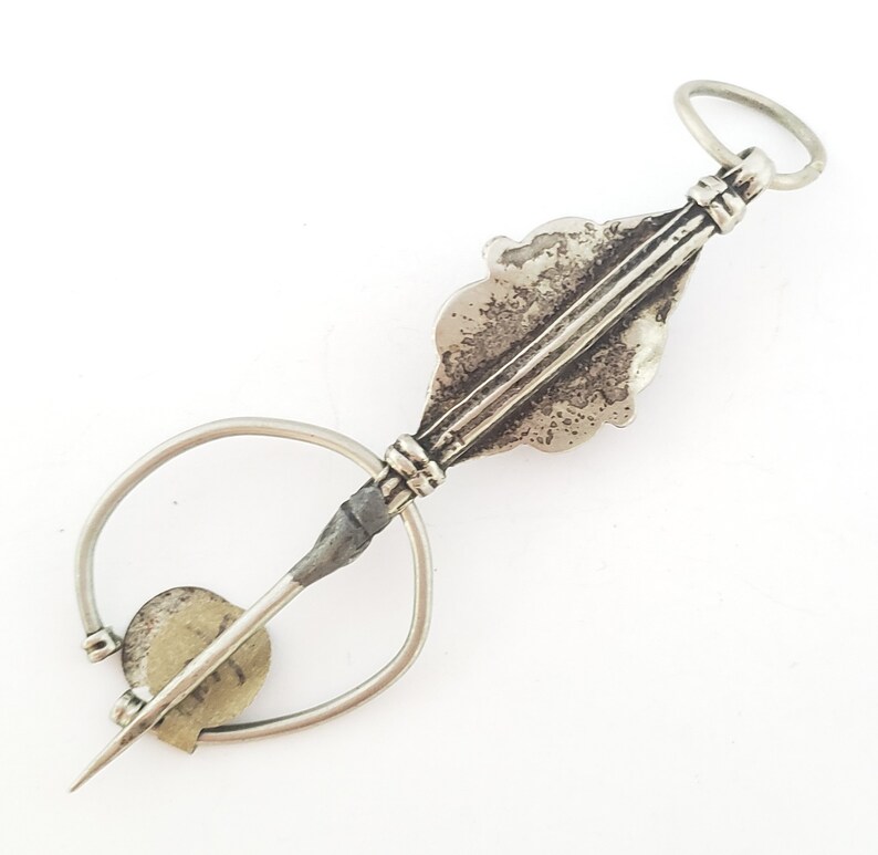 Fibula Pendant, Berber Amulet,Berber Jewelry,African Jewelry Antique Berber Silver Fibula Pendant red glass bead Southern Morocco