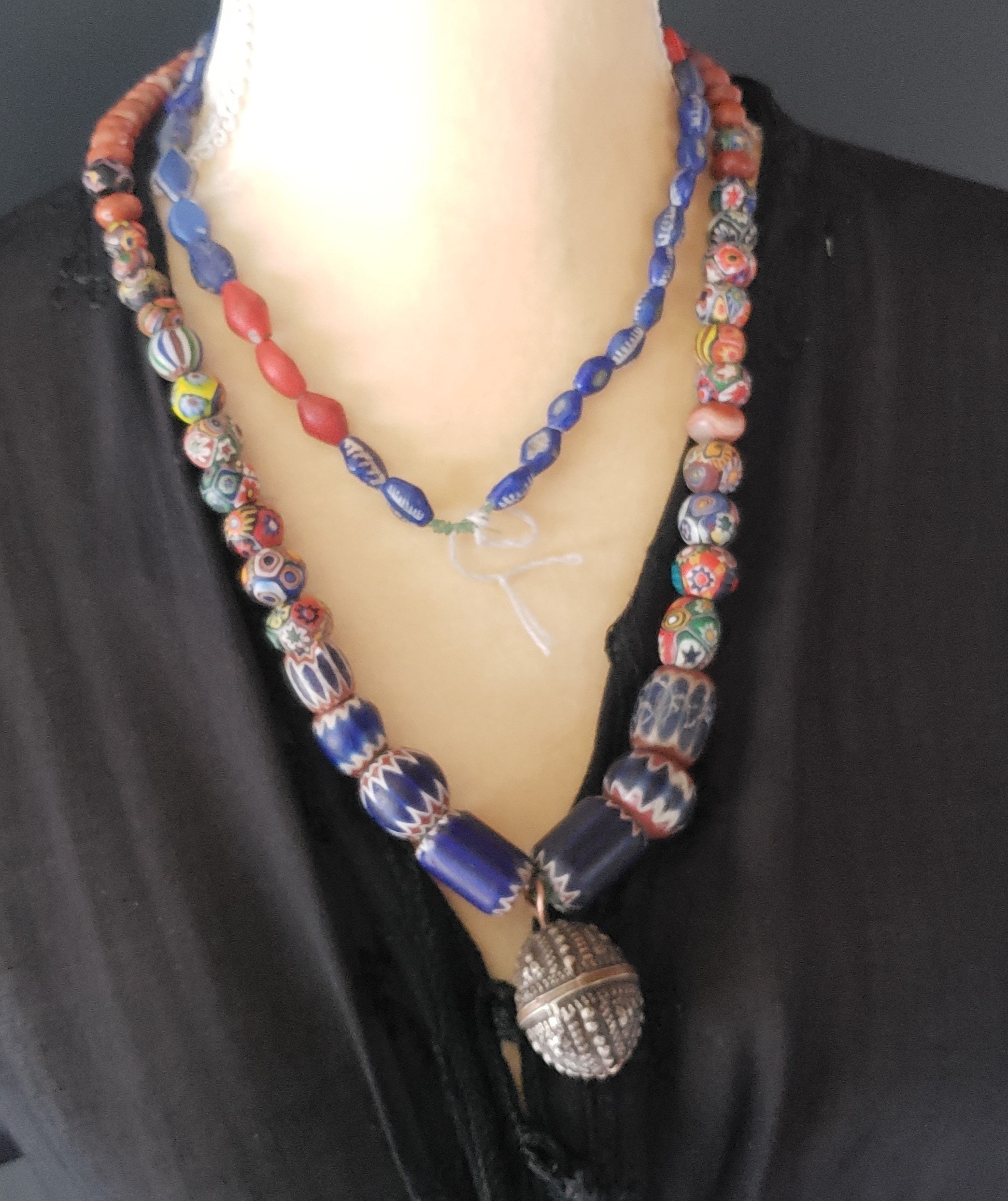 Brin De Perles Anciennes Africaines Millefiori - Modèle M00726, Occasion (perles De Commerce)