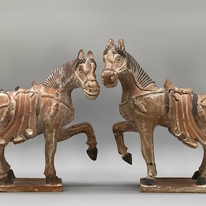 Stunning Matching pair Ancient Tang Dynasty Style Ceramic Horse figurines