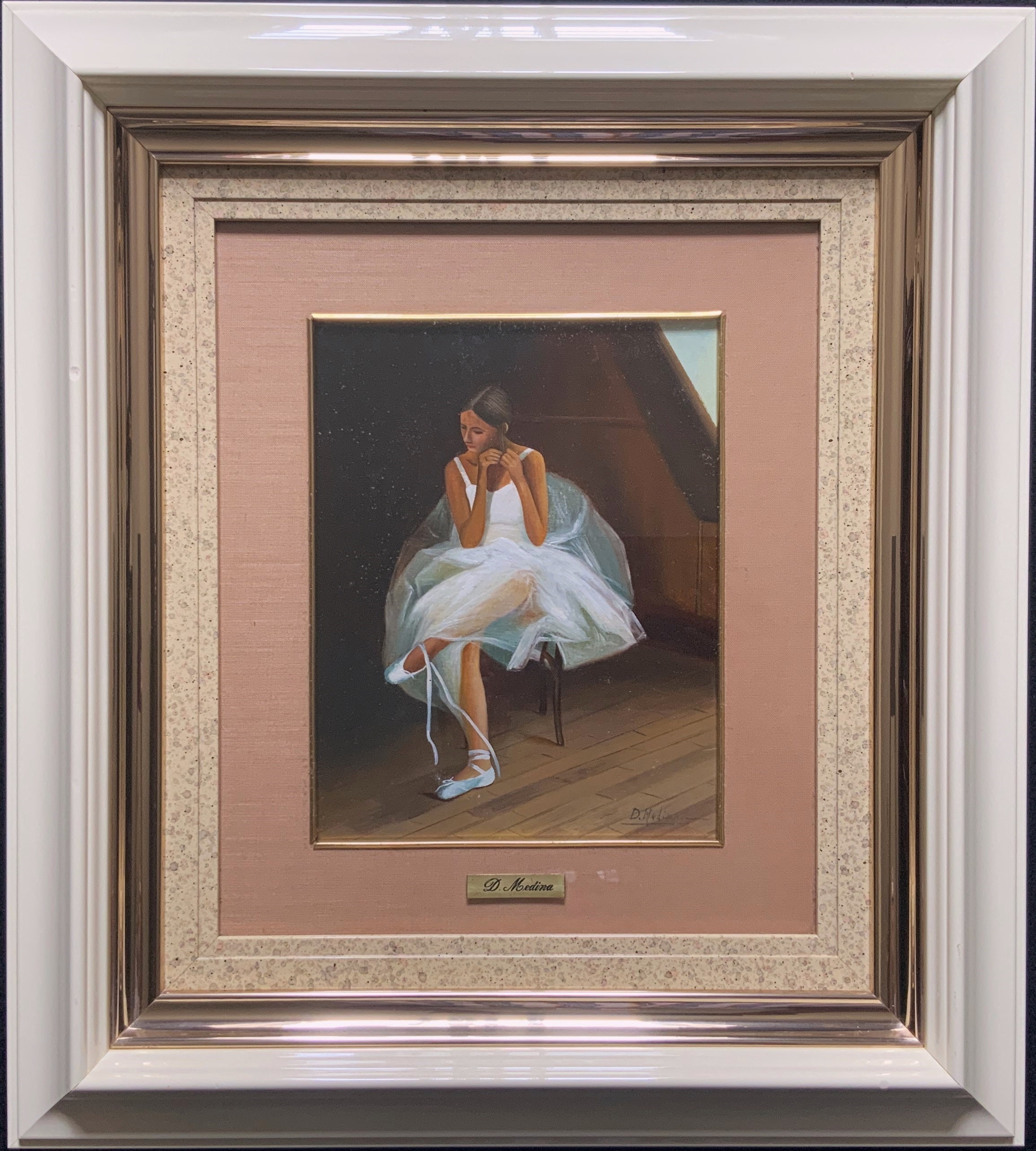 Elegant Exhibition Quality 20th Century Ballerina Oil Portrait Paintingthumbnail